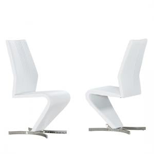 Gia Dining Chairs In White Faux Leather In A Pair