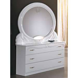 Giada High Gloss Dresser With Mirror In White