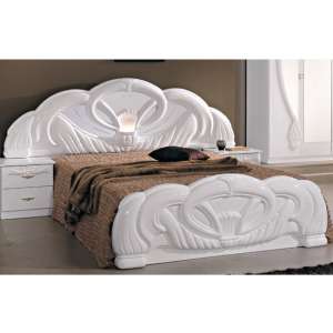 Giada High Gloss King Size Bed In White With Lights