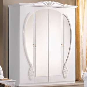 Giada High Gloss Wardrobe With 4 Doors In White