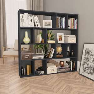 Giah High Gloss Bookcase With 12 Shelves In Black