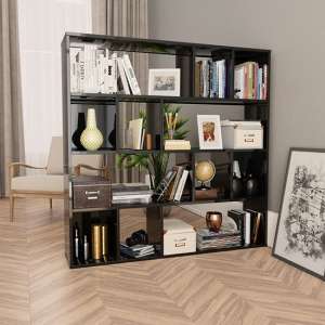 Giah High Gloss Bookcase With 12 Shelves In Grey