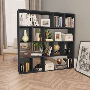 Giah Wooden Bookcase With 12 Shelves In Grey