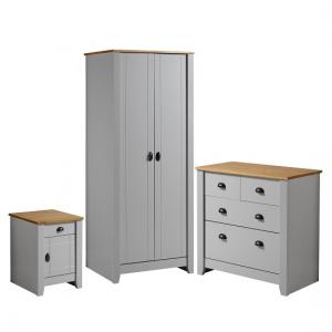 Ladkro Wooden Bedroom Furniture Set In Grey And Oak