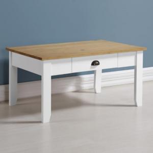 Ladkro Wooden Coffee Table Rectangular In White And Oak