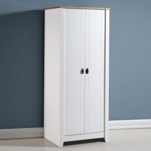 Ladkro Wooden Wardrobe In White And Oak With 2 Doors