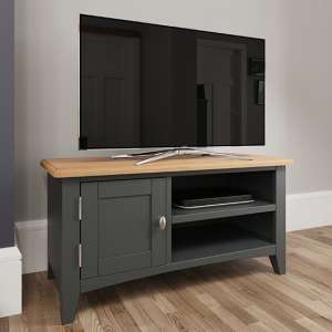 Gilford Wooden 1 Door 1 Shelf TV Stand In Grey