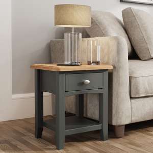 Gilford Wooden 1 Drawer Lamp Table In Grey