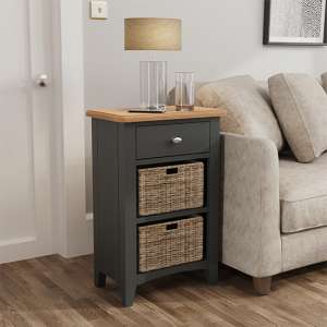 Gilford Wooden 2 Basket Units Lamp Table In Grey