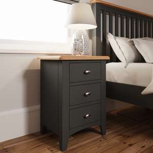 Gilford Wooden 3 Drawers Bedside Cabinet In Grey