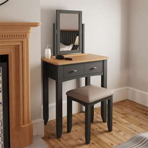 Gilford Wooden Dressing Table With Stool In Grey