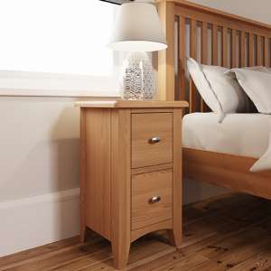 Gilford Wooden 2 Drawers Bedside Cabinet In Light Oak