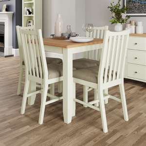 Gilford Square Dining Table In White With 4 Chairs