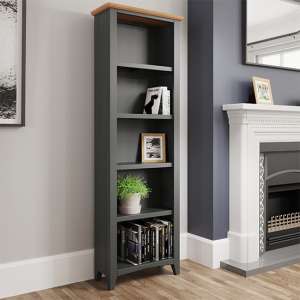 Gilford Tall Wooden Bookcase In Grey