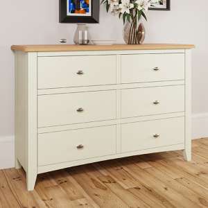 Gilford Wide Wooden Chest Of 6 Drawers In White