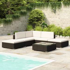 Gili Rattan 6 Piece Garden Lounge Set With Cushions In Black