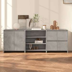 Gilon Wooden Sideboard With 6 Doors 2 Shelves In Concrete Effect