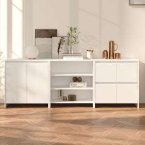 Gilon Wooden Sideboard With 6 Doors 2 Shelves In White