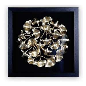 Ginkgo Golden Painting Wooden Wall Art In Black Frame