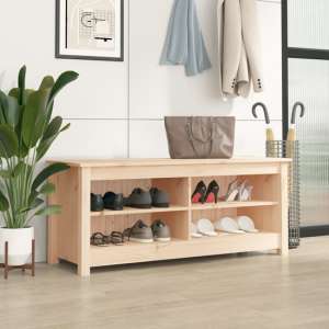 Ginny Pine Wood Shoe Storage Bench In Natural