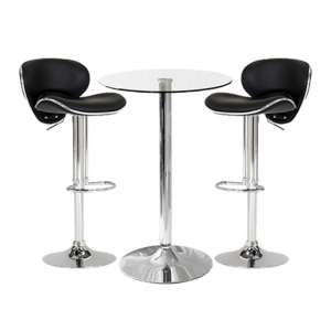Gino Bistro Bar Table With 2 Black Leather Nigella Stools