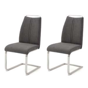 Giulia Anthracite Fabric Cantilever Dining Chair In A Pair