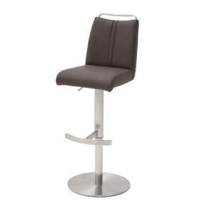 Giulia Bar Stool In Brown With Stainless Steel Base