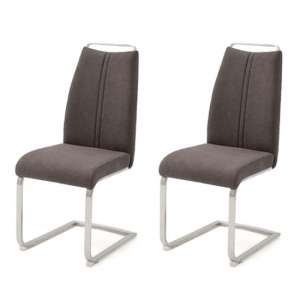 Giulia Brown Fabric Cantilever Dining Chair In A Pair