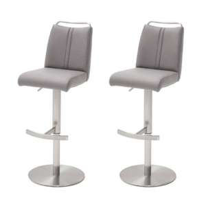 Giulia Ice Grey Bar Stool With Stainless Steel Base In Pair