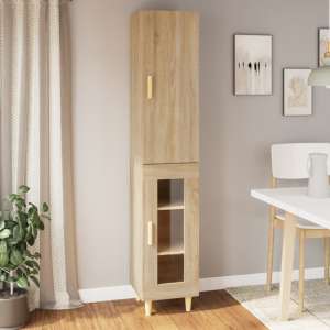 Glens Wooden Highboard With 2 Doors In Sonoma Oak