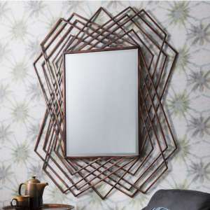 Glenview Wall Mirror In Burnished Copper With Geometric Frame