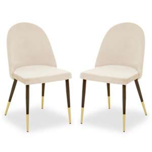 Glidden White Velvet Upholstered Dining Chairs In A Pair