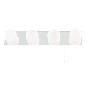 Global LED 4 Lights Opal Glass Bathroom Wall Light In Chrome