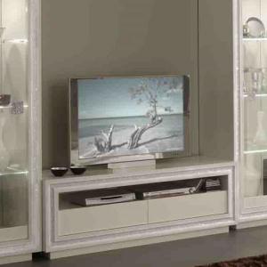 Gloria Modern TV Stand In White High Gloss With Crystal Details
