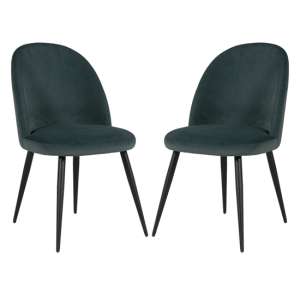 Glynis Sage Velvet Dining Chairs With Black Legs In Pair