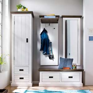 Gomera Wooden Hallway Furniture Set 2 In Acacia White