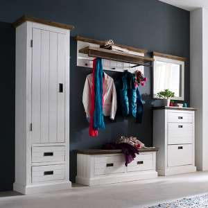 Gomera Wooden Hallway Furniture Set 3 In Acacia White