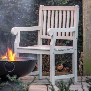 Gorey Outdoor Wooden Armchair In Whitewash