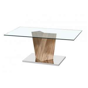 Anosty Glass Coffee Table In Oak Effect With Metal Base