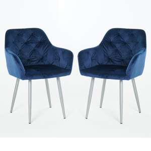 Gourock Blue Velvet Dining Chairs In Pair