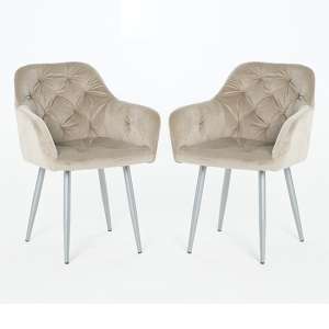Gourock Mink Velvet Dining Chairs In Pair