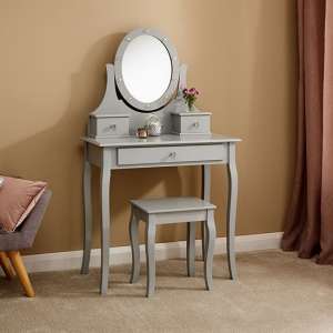 Grange Wooden LED Dressing Table In Grey With 1 Drawer