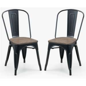 Grafton Mocha Elm Wooden Dining Chairs With Metal Frame In Pair