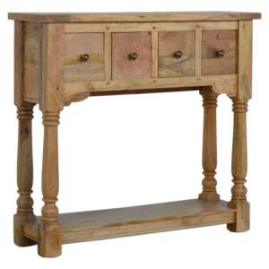 Granary Wooden Console Table In Oak Ish With 4 Drawers