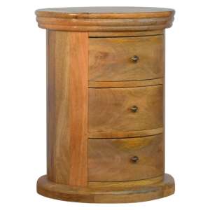 Granary Wooden Drum Chest Of Drawers In Oak Ish With 3 Drawers