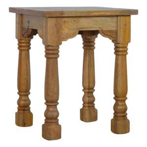 Granary Wooden End Table In Oak Ish With Turned Legs