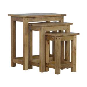 Granary Wooden Set of 3 Nesting Tables In Natural Oak Ish