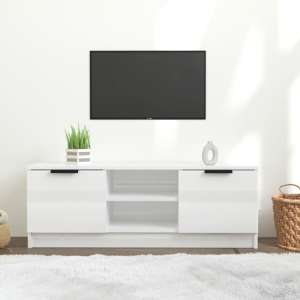 Greco High Gloss TV Stand With 2 Doors In White