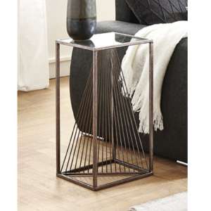 Greenbay Tall Clear Glass Side Table With Bronze Metal Frame