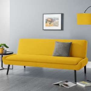 Greensburg Linen Fabric Sofabed In Mustard With Black Legs